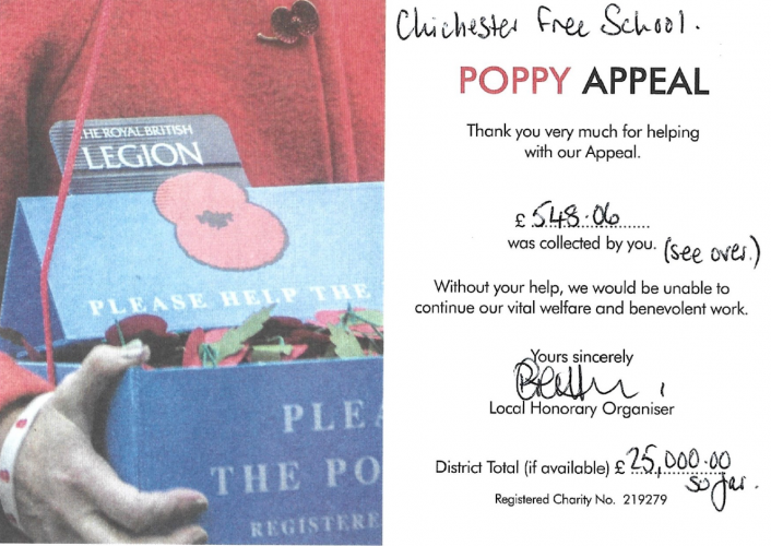 Poppy Appeal 2024 Chichester Free School